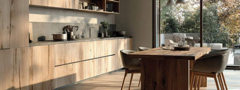 Wood Grain Aluminum Kitchen Cabinets